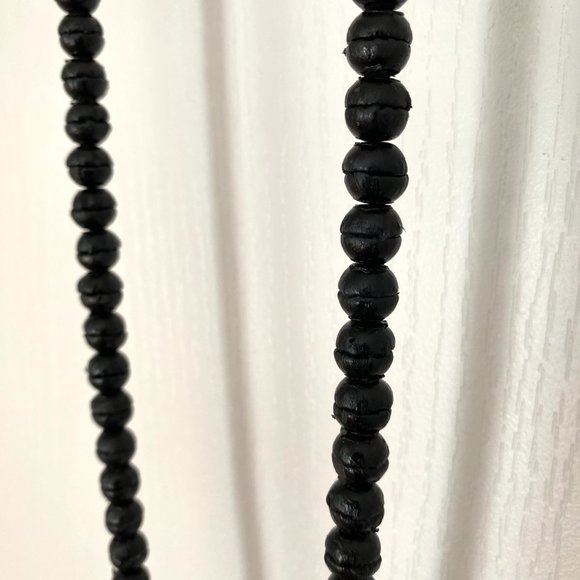 Vintage Club Monaco Black Leather Beaded Extra Long Necklace - Picture 5 of 16